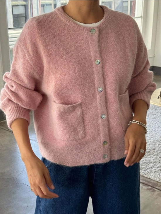 Le Bon Shoppe Sweaters - Le Bon Shoppe Sz XS-S Amlie Light Pink Alpcaca Blend Relaxed Cardigan Sweater